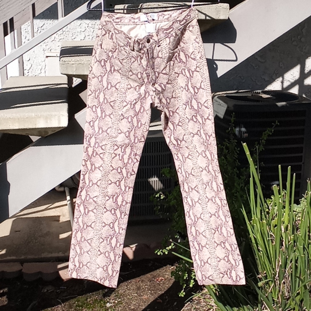 Hugo Buscati-Leather snake print pants